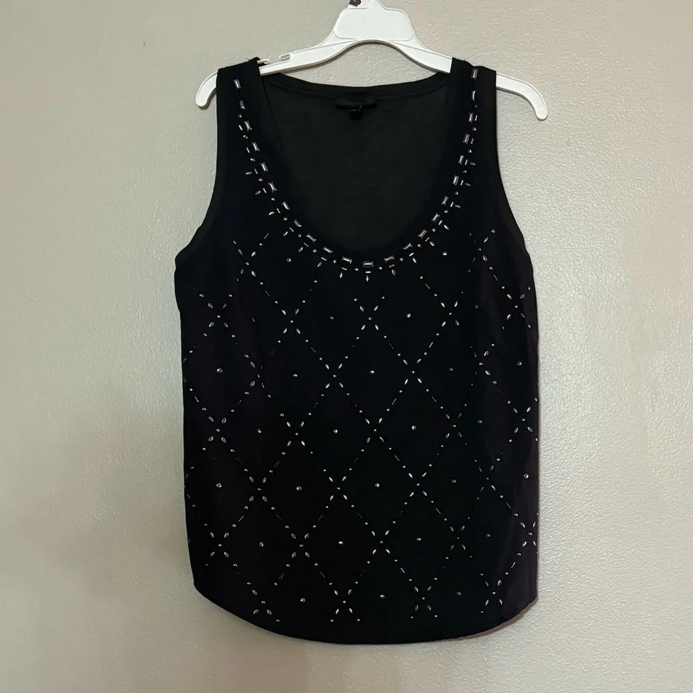 J. Crew Studded Metallic Tank‎ Top - Size Large - Sleeveless Shell Edgy Chic